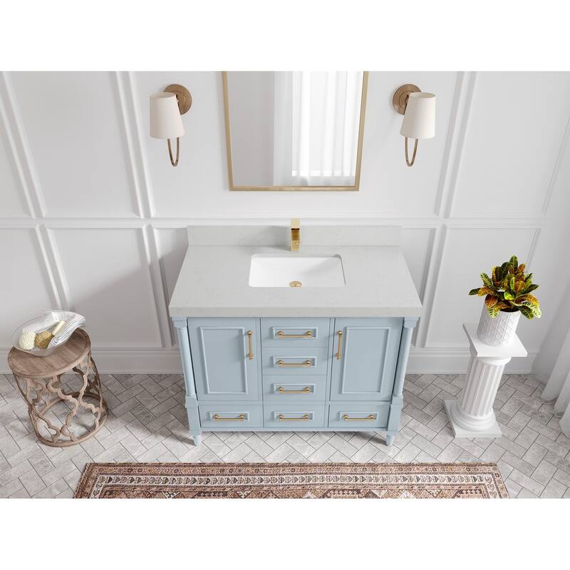 Willow Collections 42 in. W x 22 in. D Aberdeen Single Bowl Sink Bathroom Vanity in Pewter Green with Countertop