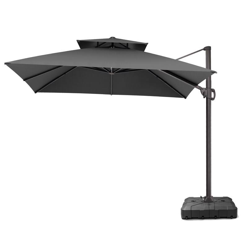 Pellebant Outdoor 10x10 FT Square Cantilever Patio Umbrella 360 Degree Rotation with HDPE Base