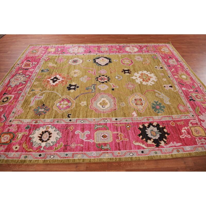 Hand Knotted Oriental 100% Wool Carpet Transitional All-Over Yellow & Gold Oushak Area Rug - 10' 2'' X 8' 2''
