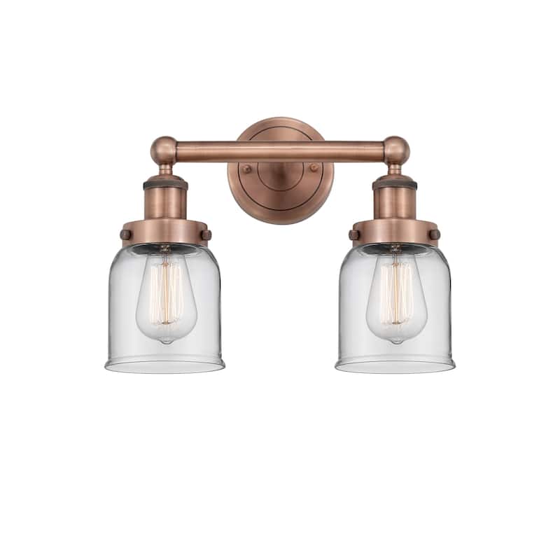 Innovations Lighting 616-2W-10-16 Bell Vanity Bell 2 Light 16" Wide - Antique Copper / Clear