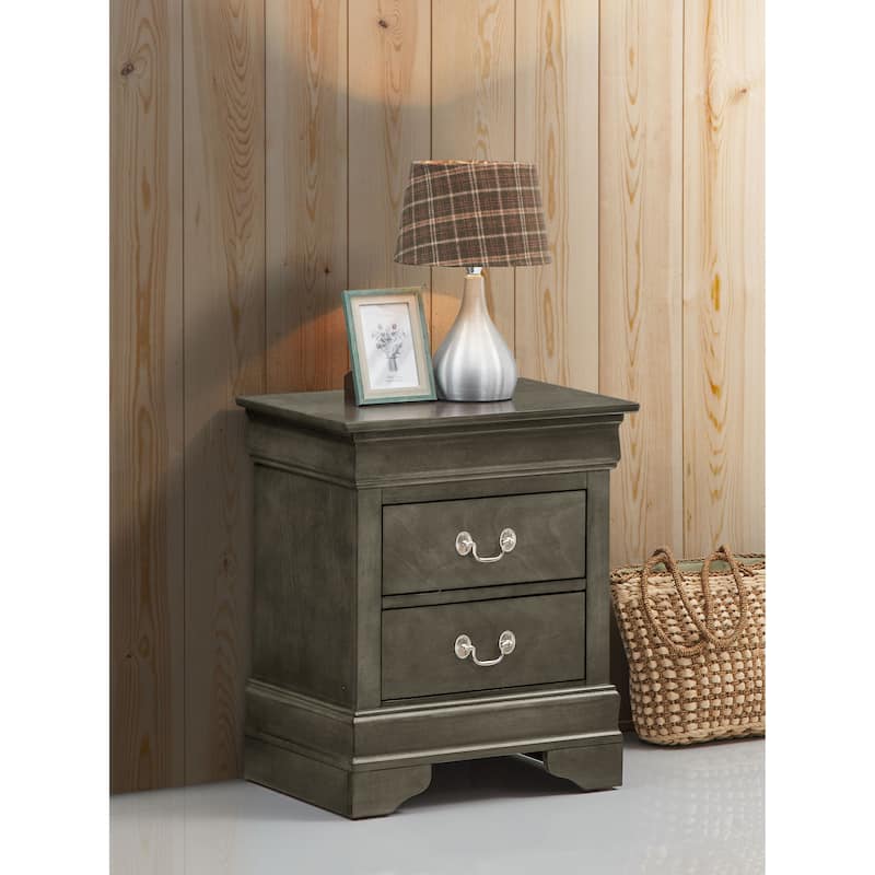 Louis Phillipe Traditional 2-drawer Wood Nightstand - Grey