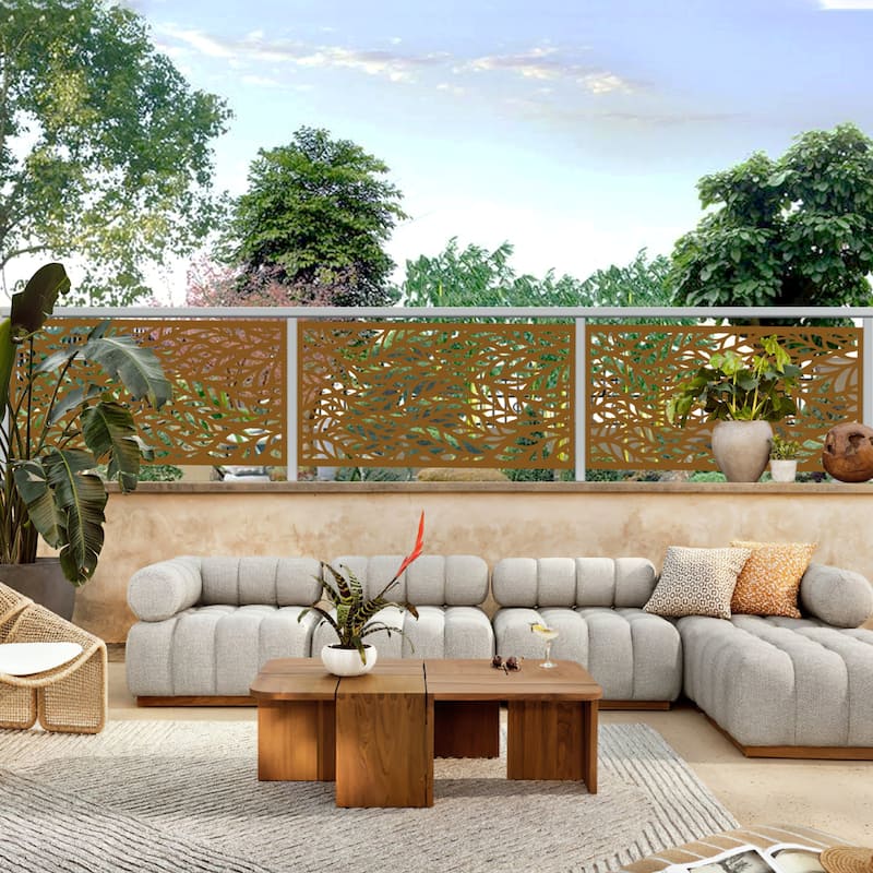 Outdoor Privacy Screen Free Standing Stream Leaf