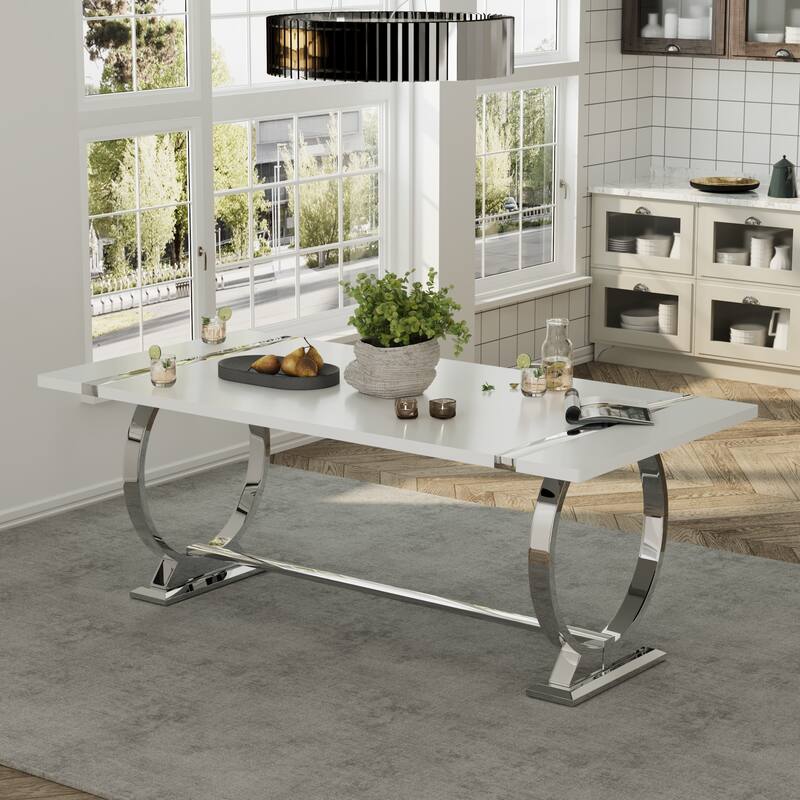 Luxury Dining Table Set with PU Leather Dining Chairs