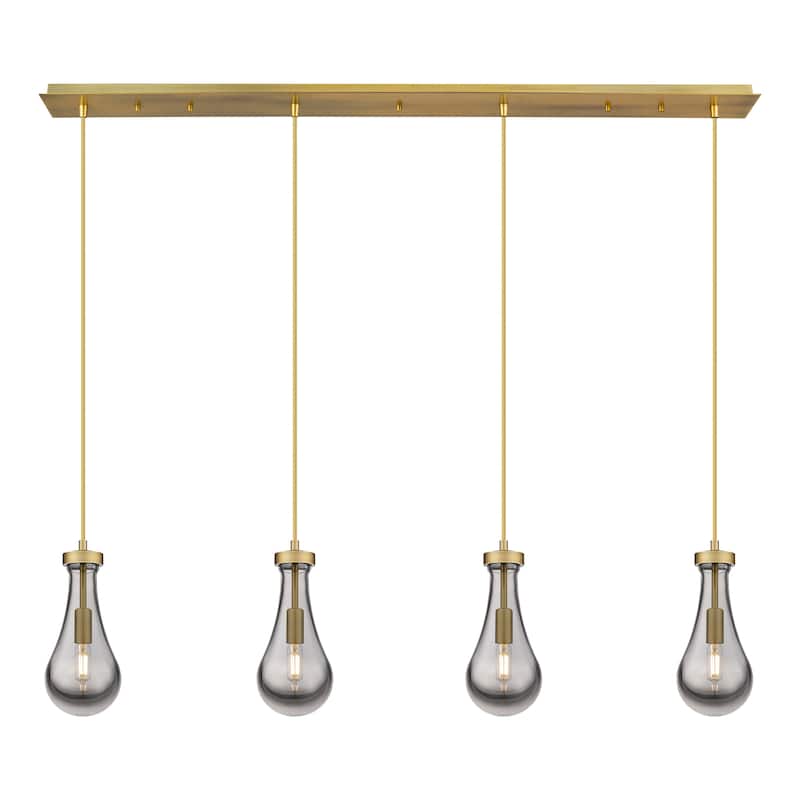 Innovations Lighting Owego - 4 Light 5" Cord Hung Linear Pendant - Brushed Brass/Light Smoke