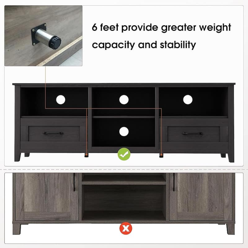 WESOME 70in TV Stand Home Cabinet with Drawers/Shelves/Doors for Living Room Bedroom - 70inch