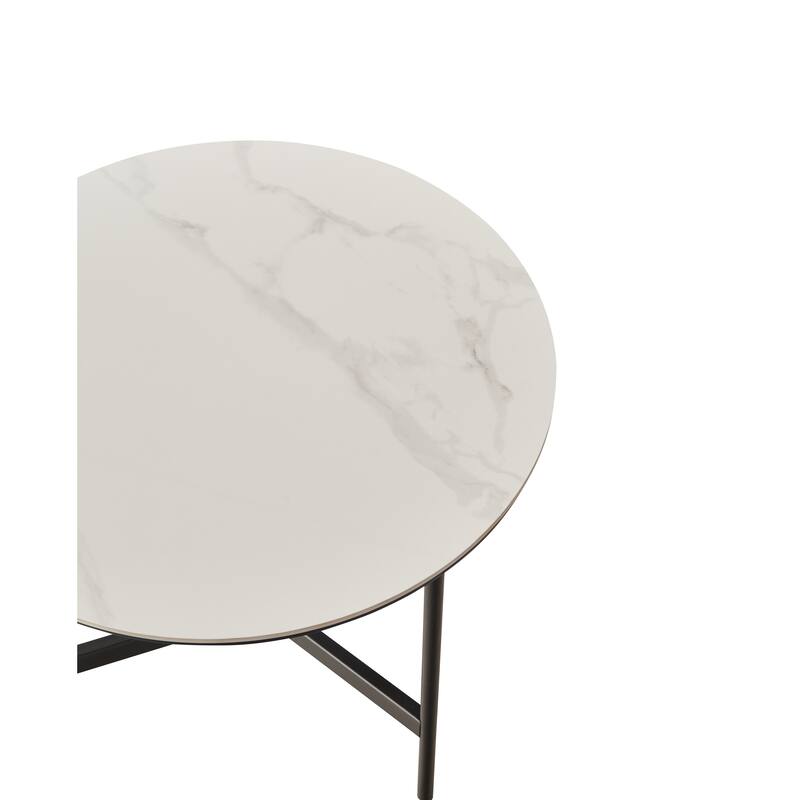 GDF Studio - Lorent Modern Round Side Table with Sintered Stone Top