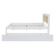 preview thumbnail 9 of 15, Queen Size Bed Frame w/ Rattan Headboard & Sockets Wooden Platform Bedframe w/ Trundle & Storage Drawers, Noise-Free-White