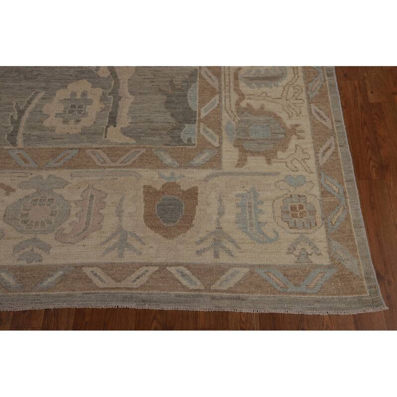 Floral Oushak Turkish Area Rug Handmade Vegetable Dye Wool Carpet - 9'0"x 11'5"
