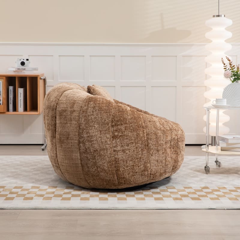 Modern Chenille 2-Seater Bean Bag Chair with 2 Pillows