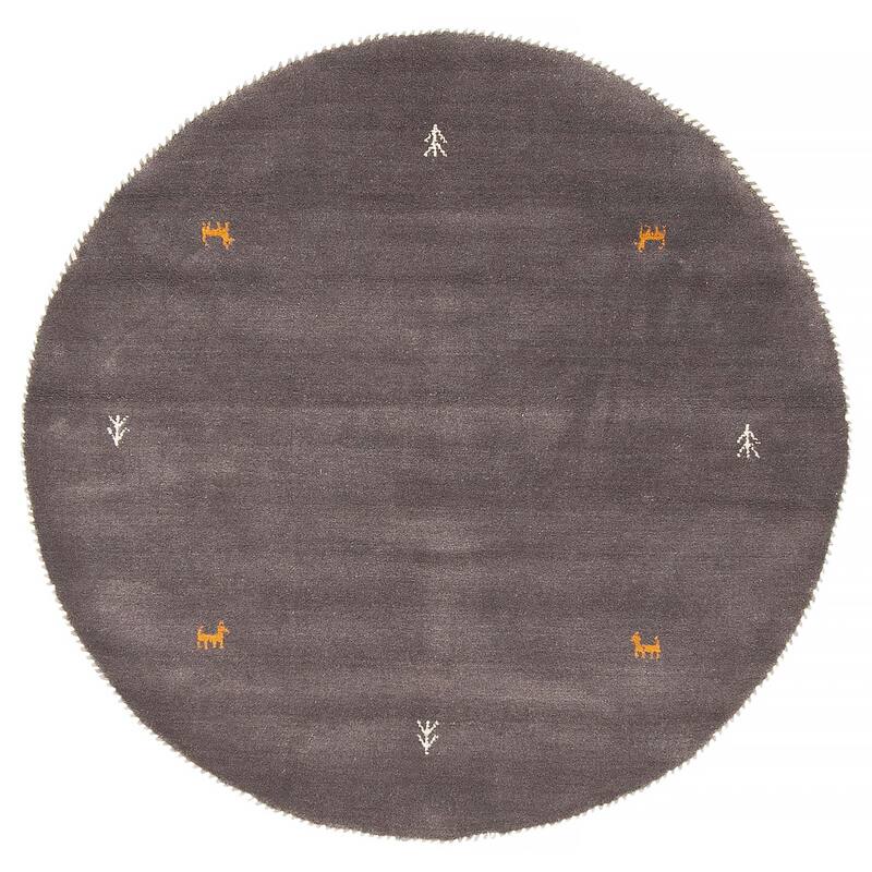 Kashkuli Gabbeh Grey Rug 3'11" x 3'11" - 3'11 x 3'11 - Dark Grey - 3'11 x 3'11