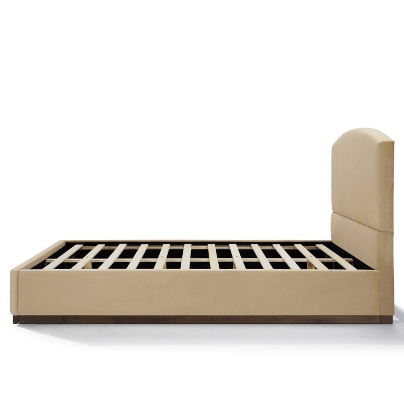 Christopher Knight Home - Modern Velvet Upholstered Bed Frame with Solid Wood Base