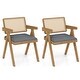 preview thumbnail 1 of 10, Costway Set of 2/4 Rattan Accent Chairs Fabric Dining Chairs Modern 2 PCS