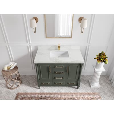 Willow Collections 42 in. W x 22 in. D Aberdeen Single Bowl Sink Bathroom Vanity in Pewter Green with Countertop