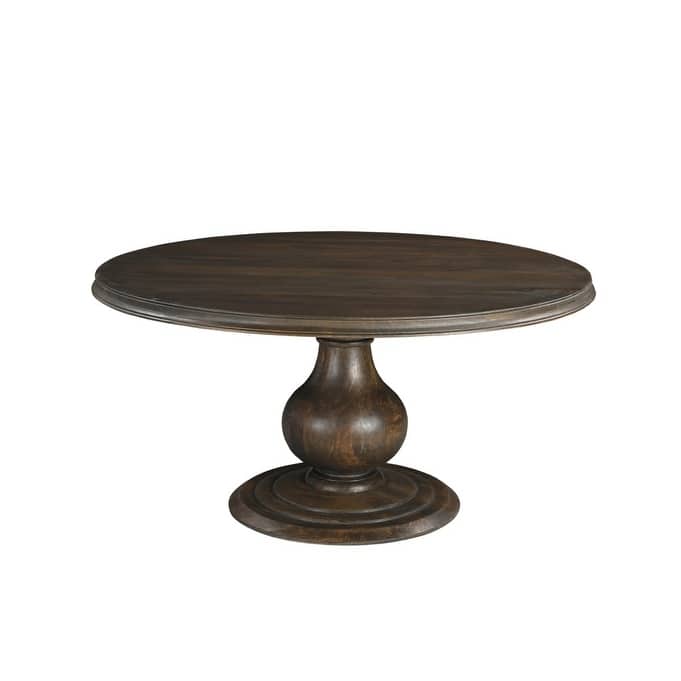 HomeRoots 60" Brown Solid Wood Pedestal Base Round Top Dining Table - 60 in. x 30 in. x 60 in.
