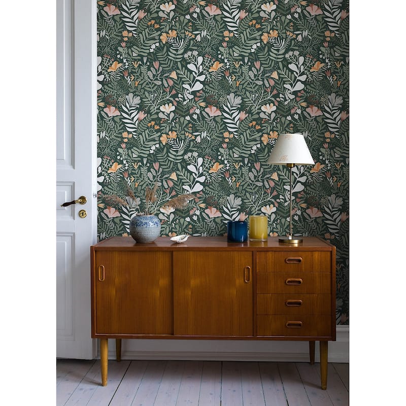 A-Street Prints Brittsommar Evergreen Woodland Floral Wallpaper