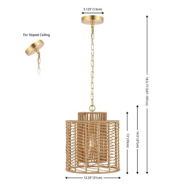 dimension image slide 1 of 2, SAFAVIEH Lighting Ryoa 12" Pendant