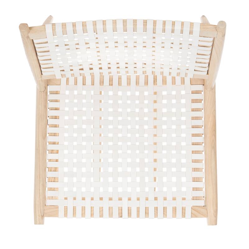 SAFAVIEH Soleil Rosina Leather Woven Accent Chair - 26" W x 31.5" L x 30.7" H - 26Wx31Dx31H
