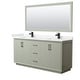 preview thumbnail 9 of 45, Strada 72-Inch Double Vanity Set, Cultured Marble Top, 70-Inch Mirror Light Green,Black Trim,Carrara Cultured Marble Top