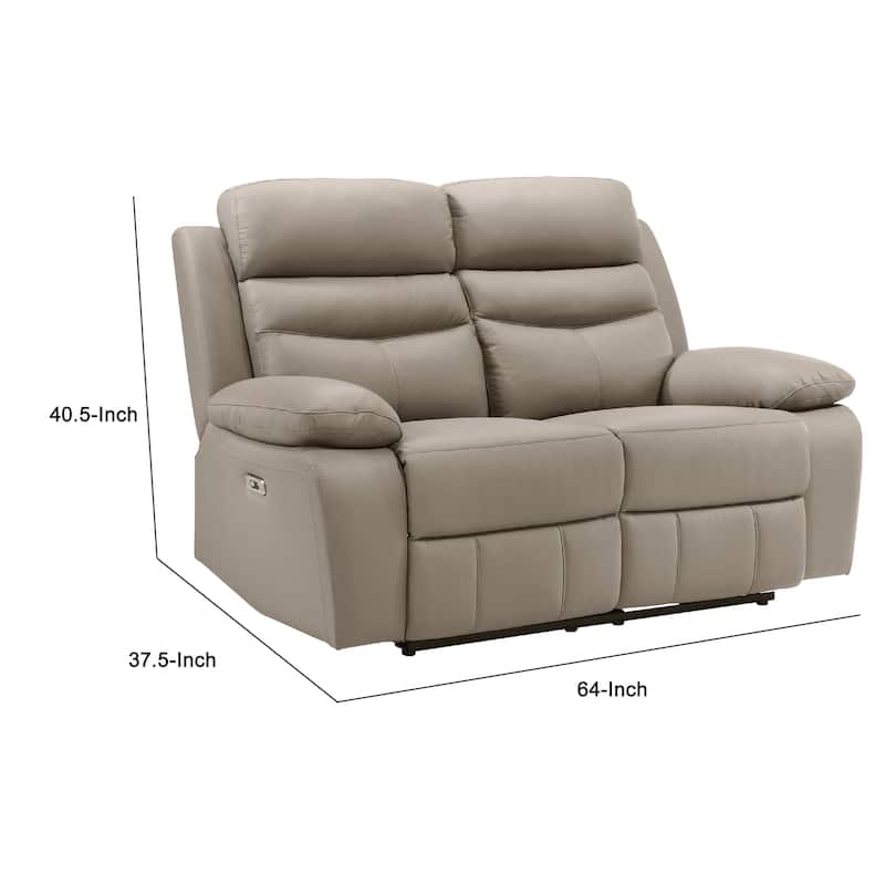 Hanna Power Dual Recliner Loveseat, Latte Brown Leather, USB, 64 Inch