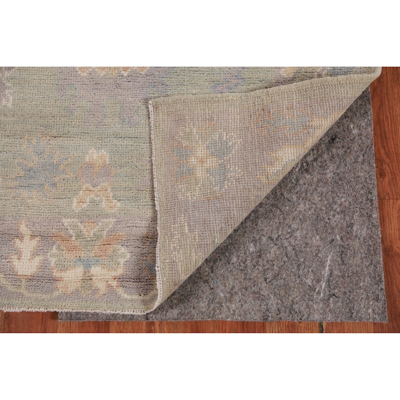Hand Knotted Oriental 100% Wool Carpet Transitional Floral Green Oushak Runner Rug - 11' 9'' X 3' 1''