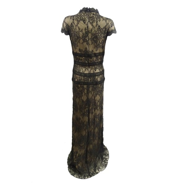Tadashi Shoji Women's Lace Evening Gown (8, Black/Nude) - Bed Bath & Beyond 