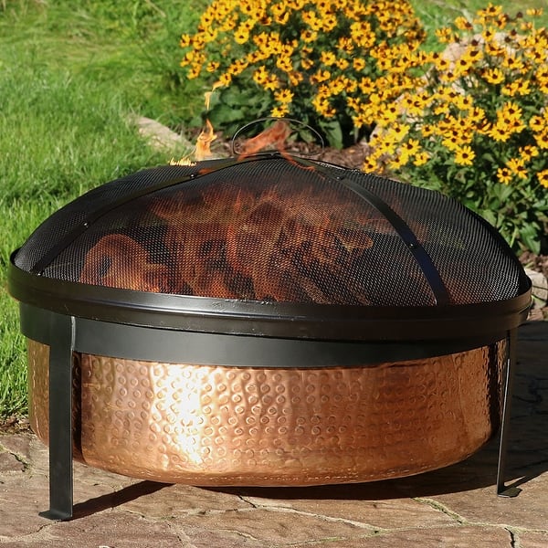 Shop Sunnydaze 100 Hammered Copper Wood Burning Fire Pit Bowl And