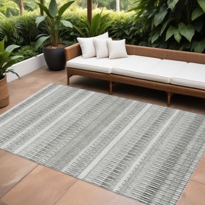 HomeRoots Striped Transitional Rectangle Outdoor Rug