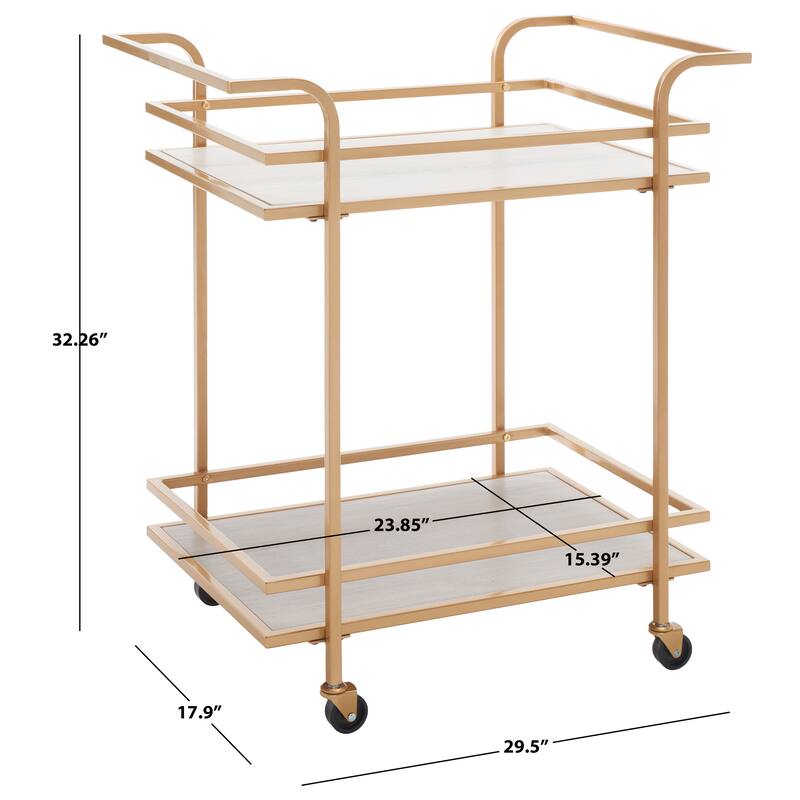 SAFAVIEH Home Collection Lameris 2 Tier Bar Cart With Handles - 30" L x 18" W x 33" H