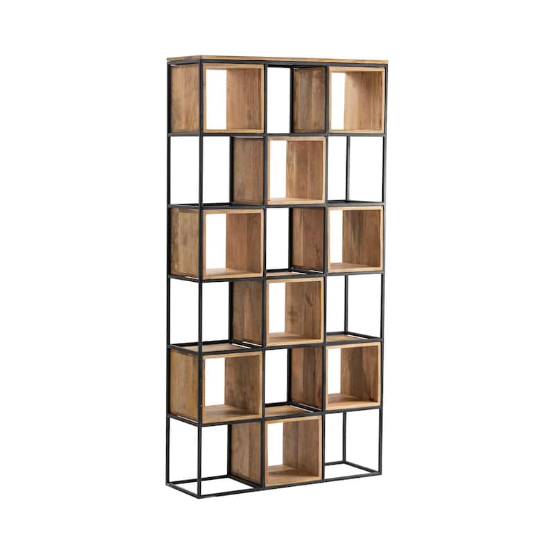 77 in. Brown Solid Wood 6 Shelf Etagere