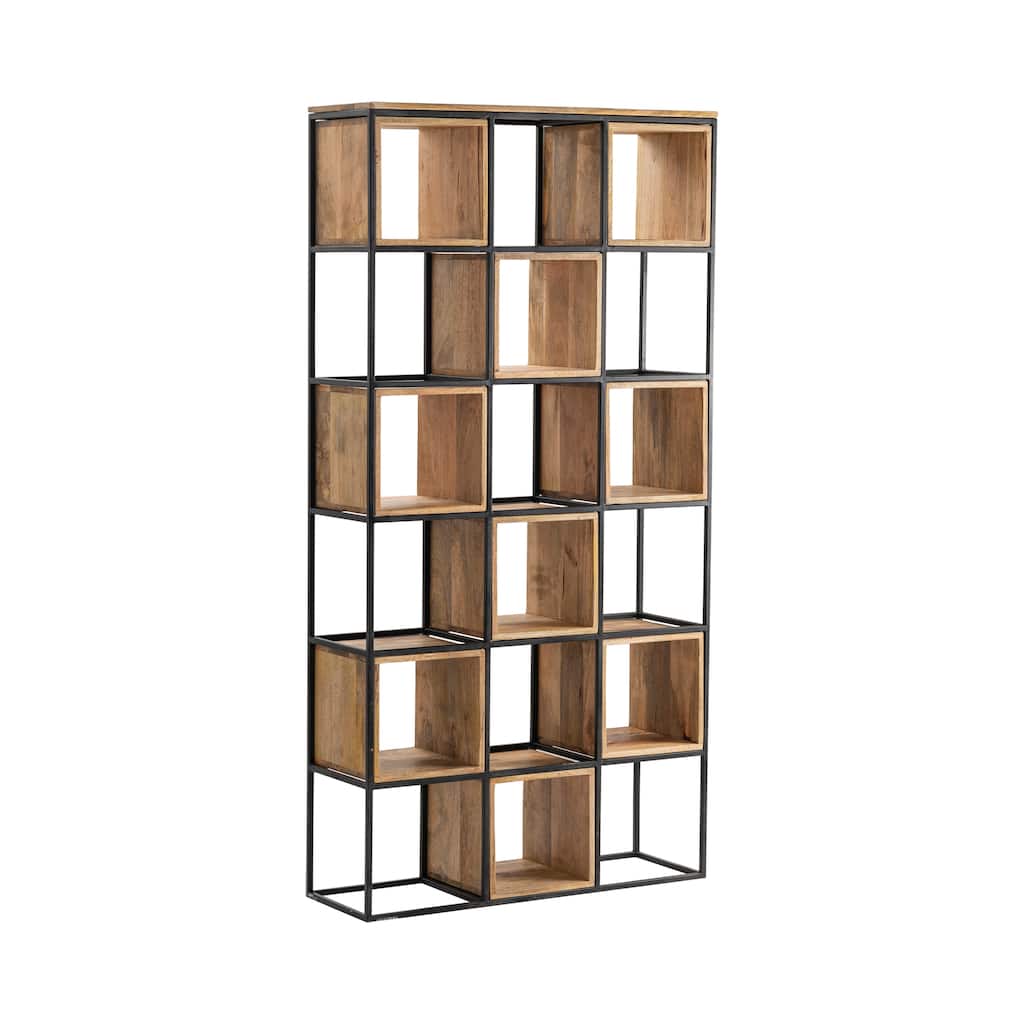 77 in. Brown Solid Wood 6 Shelf Etagere
