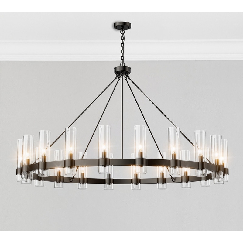 KAYLA 60" 20-Light Black Chandelier - N/A