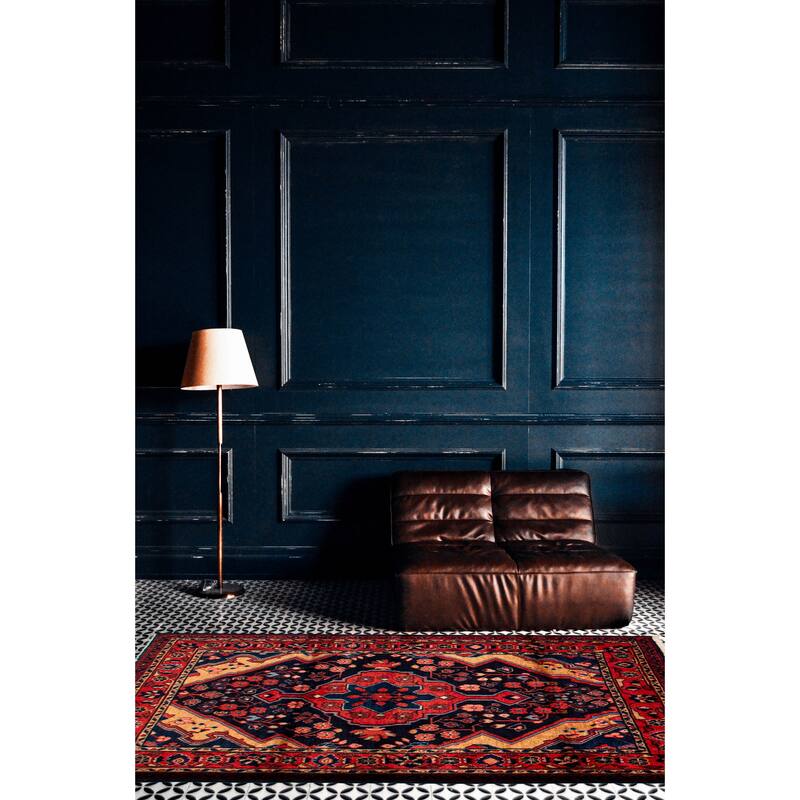 ECARPETGALLERY Hand-knotted Anatolian Vintage Navy Wool Rug - 4'6 x 6'9