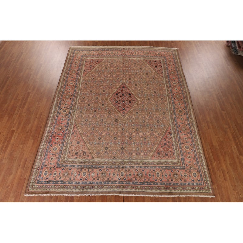 Brown & Pink Mahal Persian Vintage Rug Handmade Wool Carpet - 9'11"x 12'10"