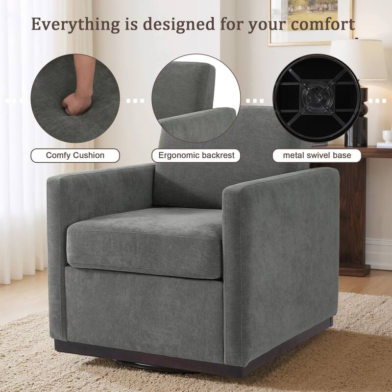 Modern Upholstered Swivel Accent Arm Chair