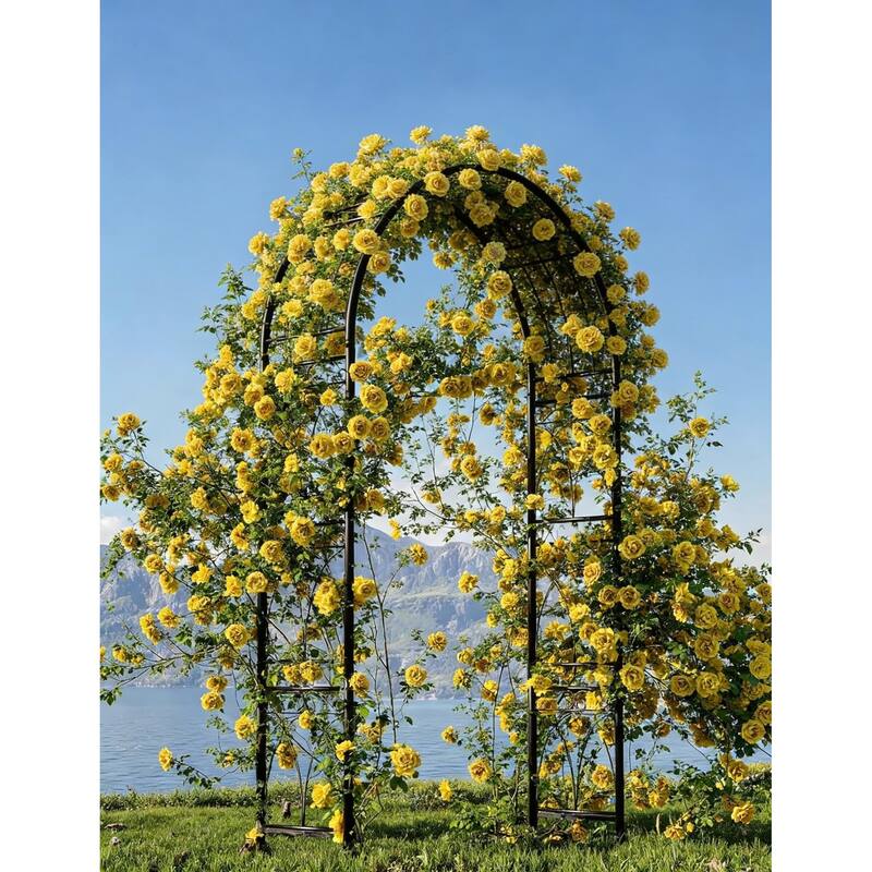 7.87 FT Black Metal Garden Arch Arbor