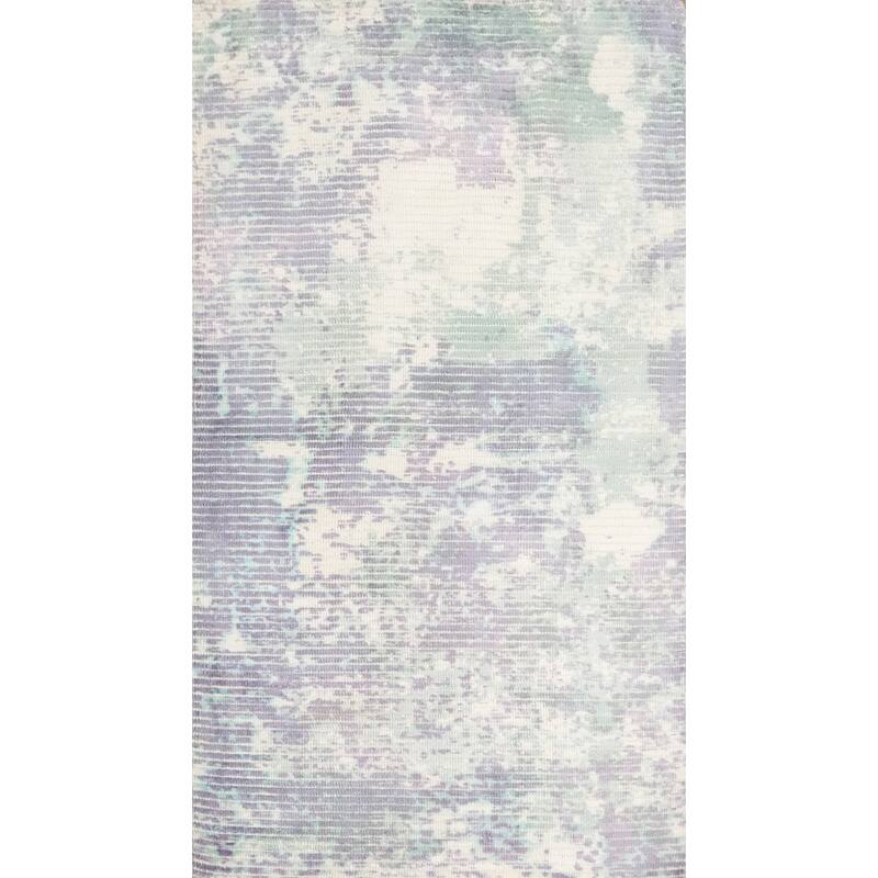 Hand Knotted Oriental Viscose Silk Carpet Modern Abstract Purples Abstract Area Rug - 4' 0'' X 2' 0''