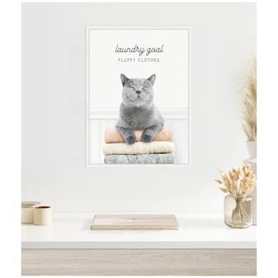 Kate and Laurel Sylvie Cat Laundry Goals Framed Canvas by Amy Peterson