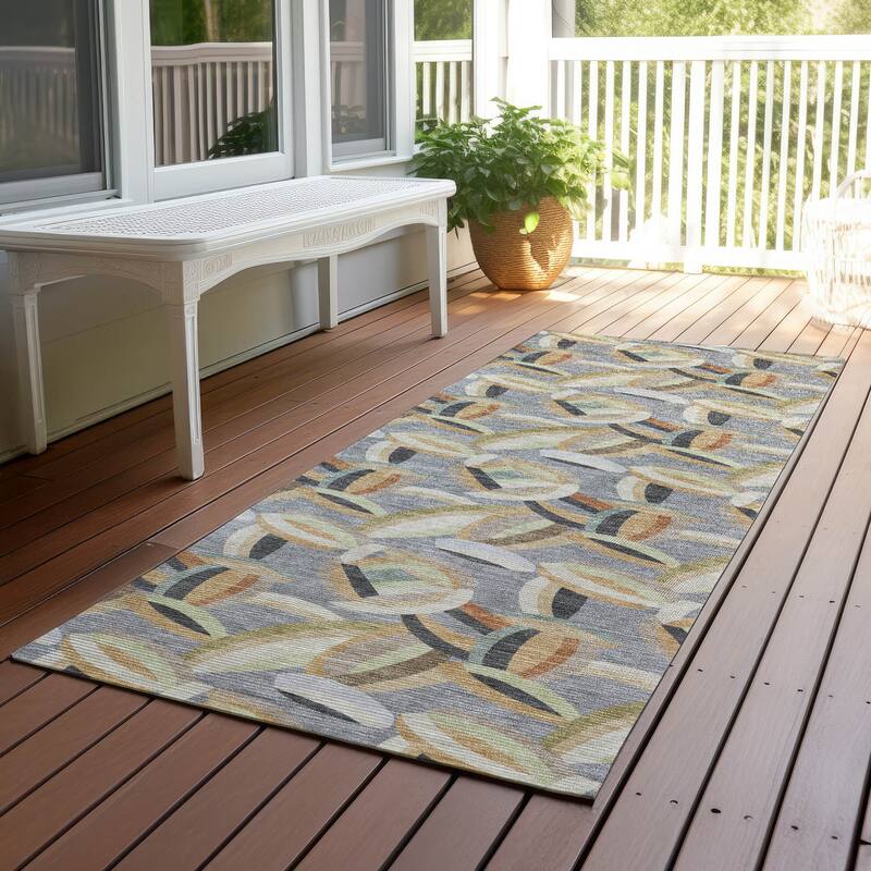 Machine Washable Indoor/ Outdoor Modern Heli Chantille Rug - Gray - 2'3" x 7'6"