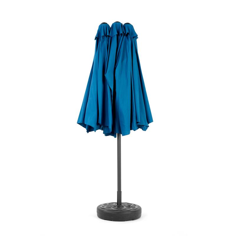 14.8 Ft Double Sided Outdoor Umbrella Rectangular Large with Crank, For Backyard, Lawn and Garden