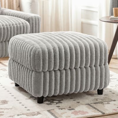 Veyron Furry Channel Fabric Down-filled Ottoman by iNSPIRE Q Modern