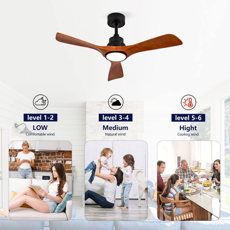 42" Ceiling Fans w/ Lights and 6 Speed Remote, Reversible DC Motor