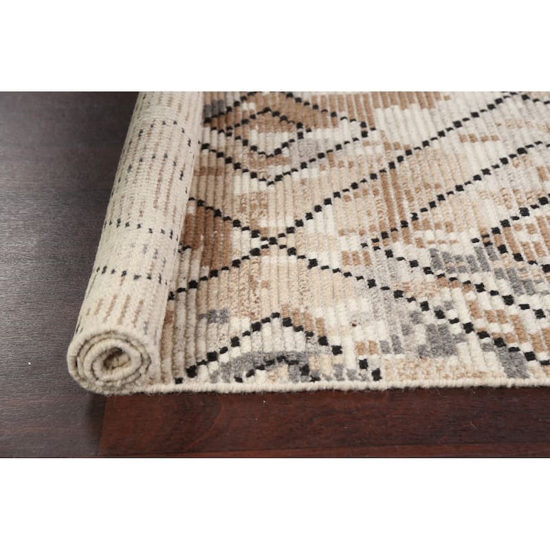 Geometric Moroccan Oriental Wool Area Rug Hand-knotted Modern Carpet - 5'4" x 7'5"