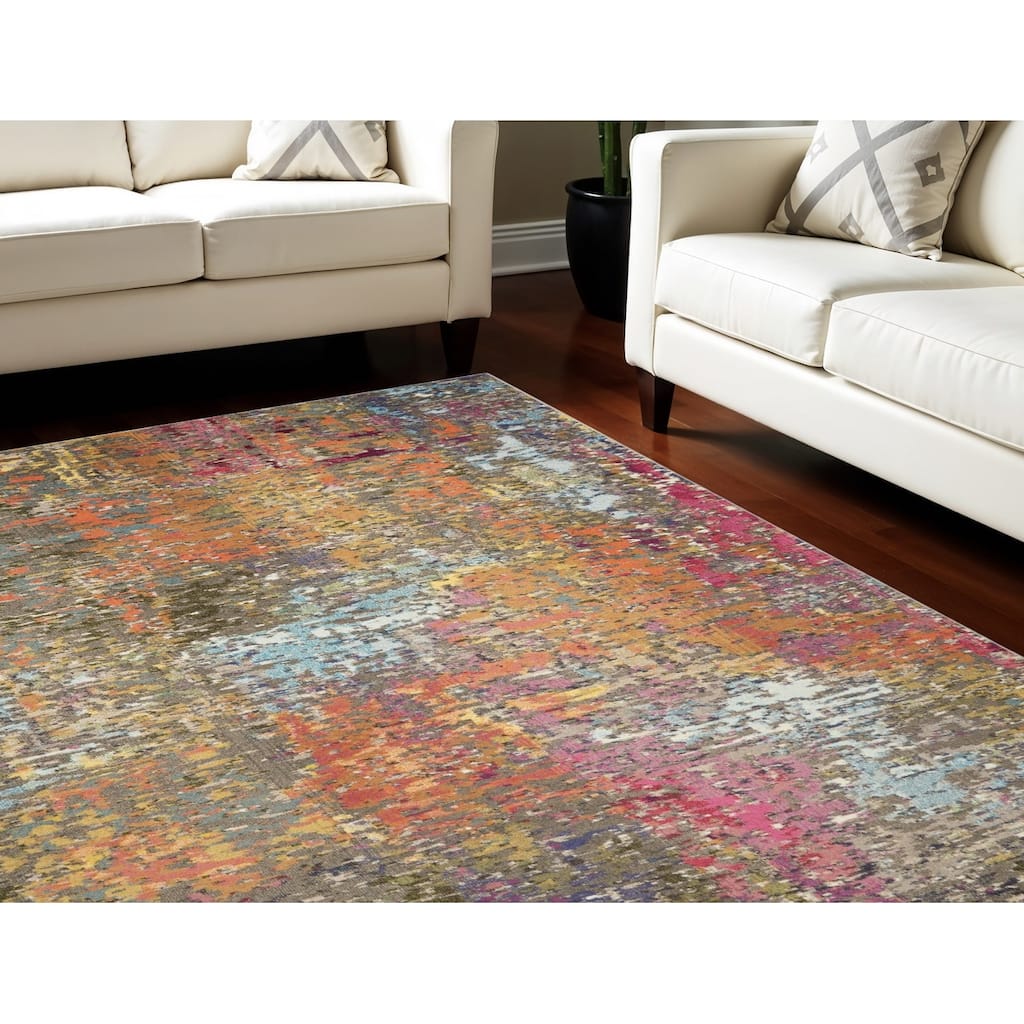 Power Loomed Abstract Non Skid Stain Resistant Area Rug - 115' X '79' X '0.5