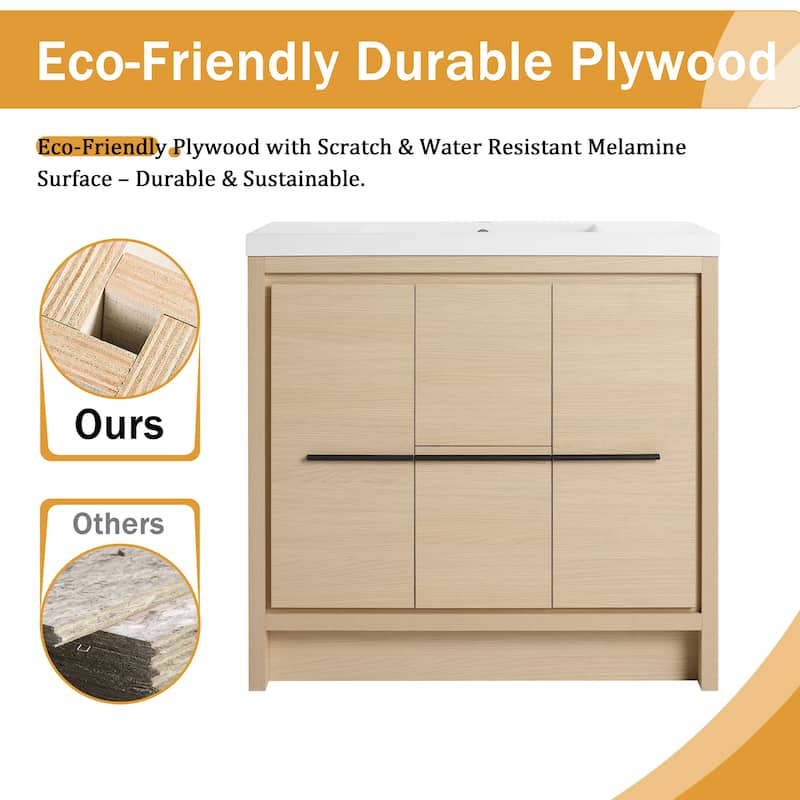 Malwee 24"/30"/36"/48"/60" Bathroom Vanity with Sink, FreeStanding Vanity with Soft Close Door and Drawer