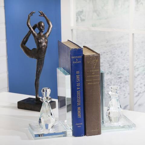 Set of 2 Crystal Chess Piece Bookends, Clear 7"H - 4.0" x 4.0" x 7.0"