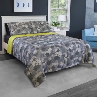 Pixel Camo Grey Microfiber Comforter Set - Bed Bath & Beyond - 34323220