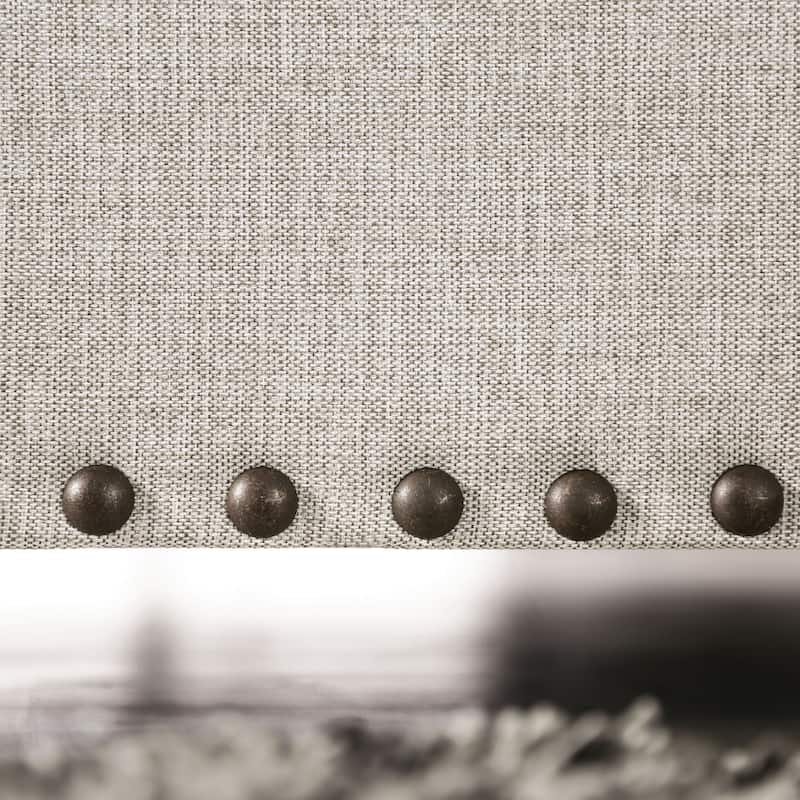Bule Transitional Light Grey Fabric Upholstered Nailhead Trim Sofa with Pillows by Furniture of America