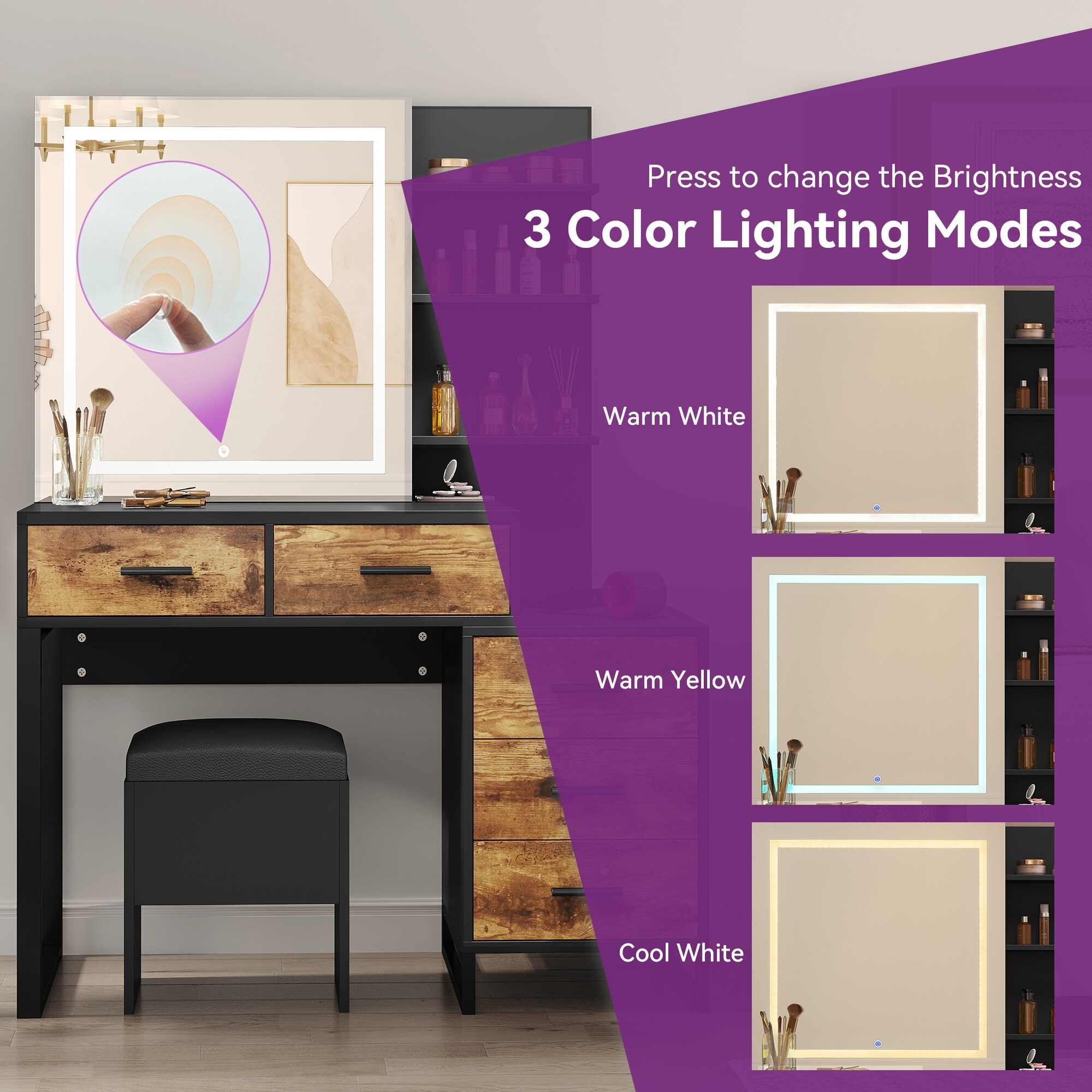 Lighted makeup sale table