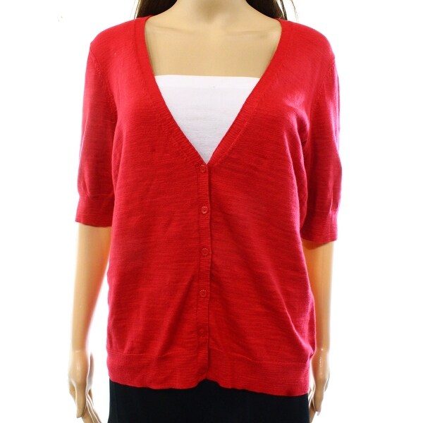 red v neck cardigan sweater