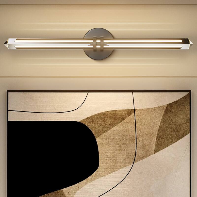 KAYLA 18/24-inch -Triangular Pyramid Crystal Vanity Light - Copper Single Pack - 24in - Black